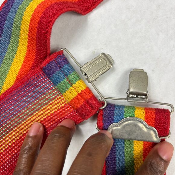 Honcho VTG  Rainbow Suspenders Pride Striped Adjustable Mork Mindy Costume Retro - Picture 3 of 5
